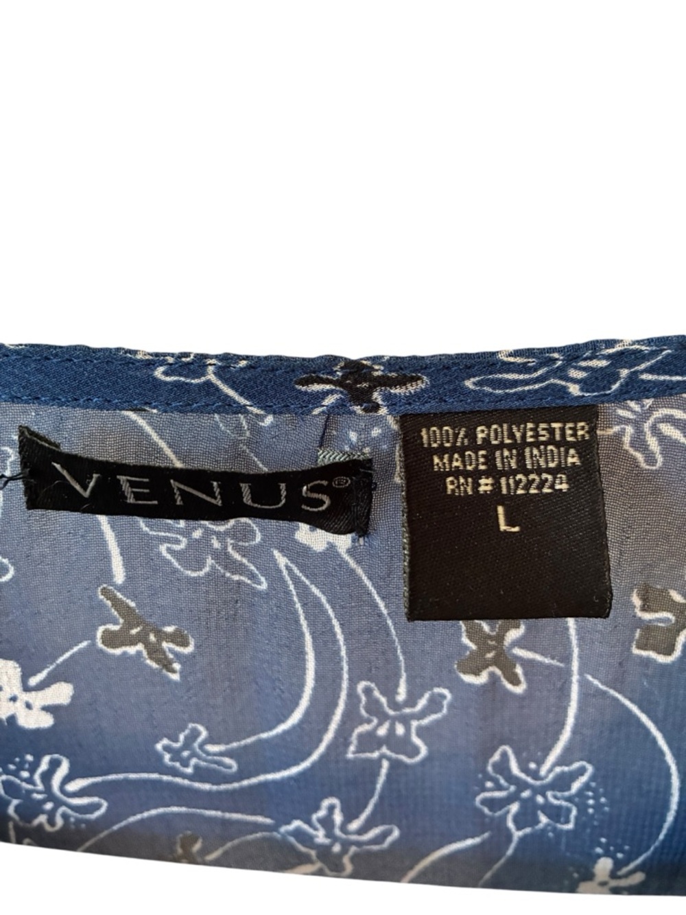 VENUS Olive Green and Navy Floral  Peasant V-Neck Top - Picture 2 of 5